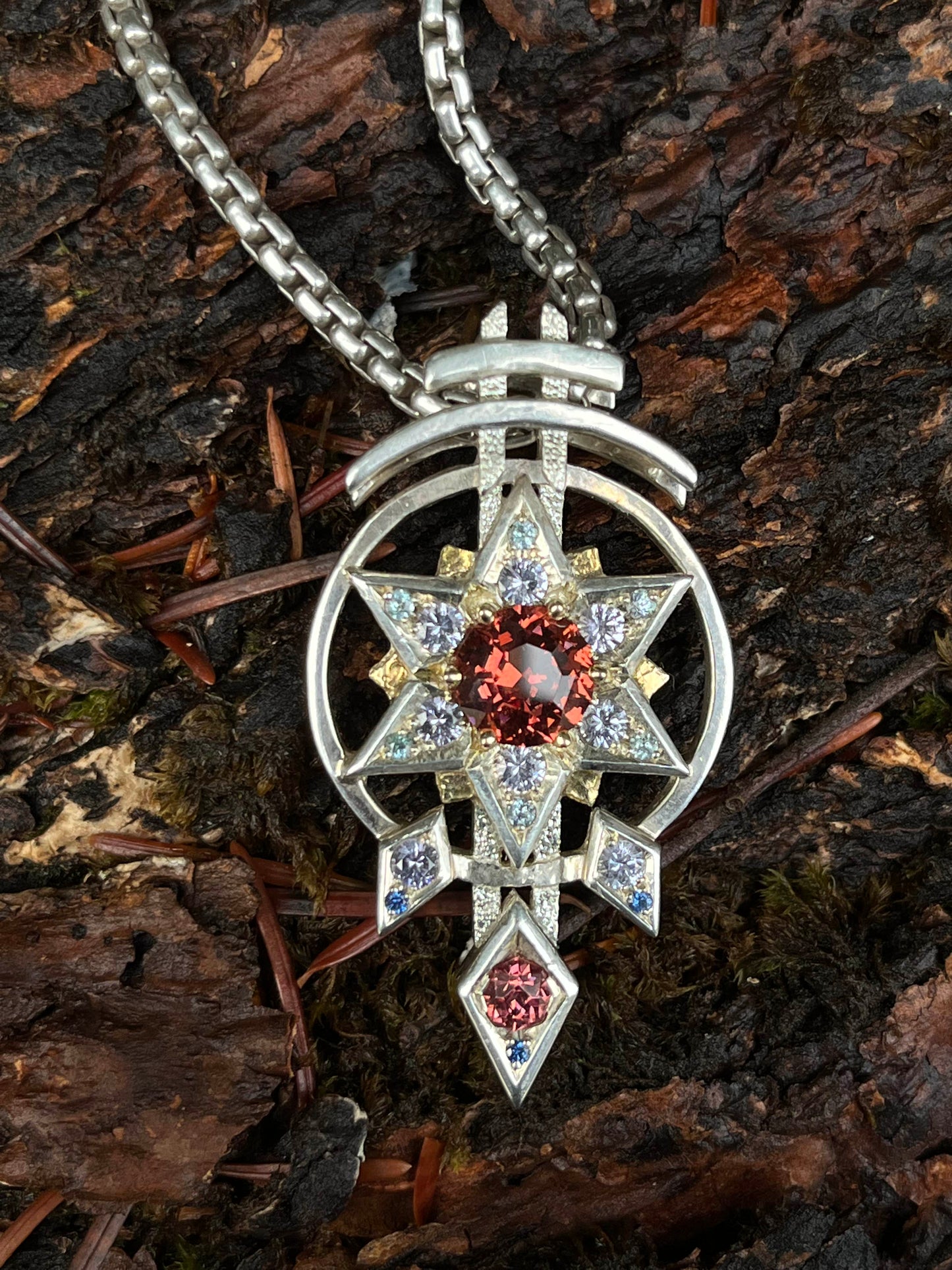 Garnet Mandala Pendant